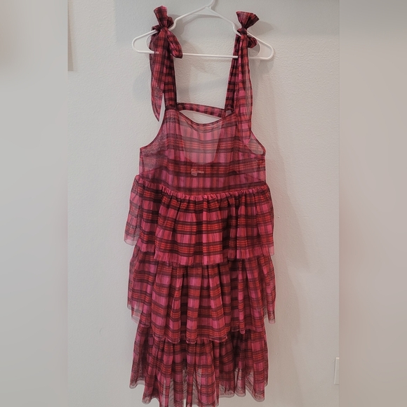 Kimchi Blue Backless Plaid Dress in Red, Pink and Burgundy  Size L - Picture 2 of 9
